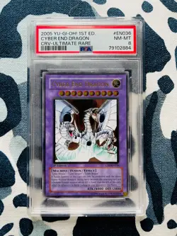 Yu-Gi-Oh! PSA 8 EURO Cyber End Dragon 1st Edition Ultimate Rare CRV-EN036 - Image 3