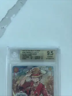 2022-23 One Piece Promos #P001 Monkey D. Luffy Store Championship BGS 9.5/PSA 10 - Image 2