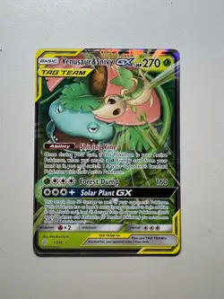 Pokemon TCG Venusaur Snivy GX Holo Card 1/236 Sm-Cosmic Eclipse Near Mint - Image 1