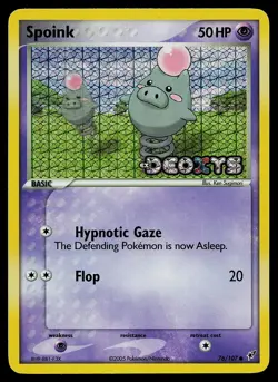 Pokemon Card - Spoink Deoxys 76/107 Reverse Holo Stamped - Image 1