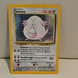 Pokemon Chansey 3/102 Base Set Holo Rare 1999 120 HP English Card - Image 1