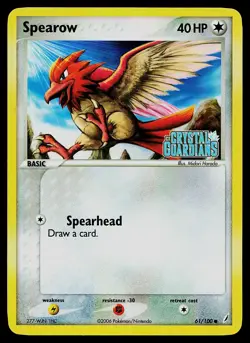 Pokemon Card - Spearow Crystal Guardians 61/100 Common Reverse Holo STAMPED - Image 1