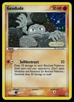 Pokemon Card - Geodude Legend Maker 53/92 Reverse Holo Stamped - Image 1