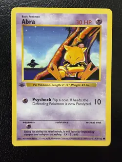 Pokemon Card Abra 1st Edition Base Set Shadowless 43/102 LP - Image 1