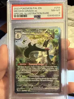 Pokemon Paldea Evolved - MEOWSCARADA SPECIAL ILLUSTRATION RARE - 256/193 - PSA 8 - Image 1