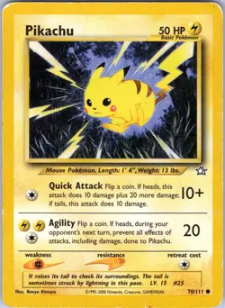 PIKACHU 70/111 NEO GENESIS POKEMON UNLIMITED DMG - Image 1