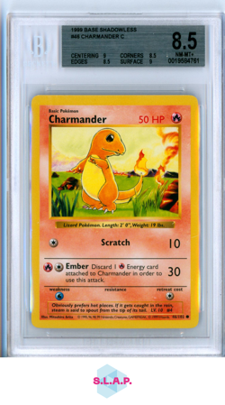 CHARMANDER C 1999 POKEMON BASE SHADOWLESS 46 BGS 8.5 - Image 1