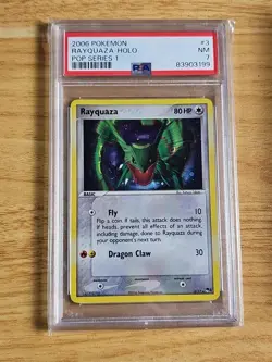 2006 POKEMON POP SER 1 #3 RAYQUAZA-HOLO PSA 7 - Image 1