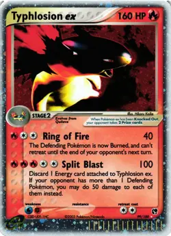 Pokemon TCG Typhlosion ex with light SWIRL 99/100 Sandstorm Holo Rare LP - Image 1