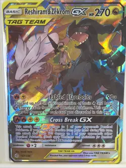 Pokemon TCG Reshiram & Zekrom GX 157/236 Cosmic Eclipse Sun and Moon Tag Team - Image 1
