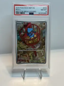 2025 Pokemon MEP Black Star Promos Riolu #010 PSA 8 - Image 1