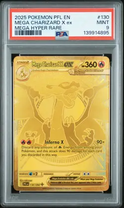 2025 POKEMON PFL EN-PHANTASMAL FLAMES MEGA HYPER RARE MEGA CHARIZARD X EX PSA 9 - Image 1