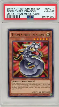 2016 Yugioh Tins Mega Pack - EN074 Toon Cyber Dragon - 1st Edition - PSA 8 - Image 1