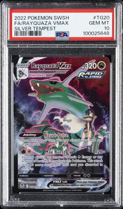 2022 POKEMON SWORD & SHIELD SILVER TEMPEST #TG20 FULL ART/RAYQUAZA VMAX PSA 10 - Image 1