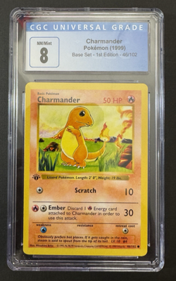 1999 Pokemon #46/102 Charmander 1st Edition Shadowless CGC 8 NM/MINT SHARP! - Image 1