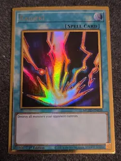 Yu-Gi-Oh! TCG Raigeki MGED-EN038 1st Edition Premium Gold Rare VLP - Image 1