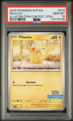 Pikachu Illustration Contest 2024 Promo PSA 10 #214 2025 Pokemon SVP EN - Image 1