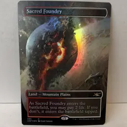 Sacred Foundry Borderless Foil Rare Land Unfinity Red White MTG Card 285 EN - Image 1