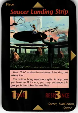 Saucer Landing Strip SubGenius Card INWO Illuminati New Word Order Game LP - Image 1