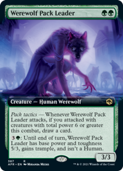 Light Play, English MTG Foil Werewolf Pack Leader - Foil - Extended Art Adventur - Image 1