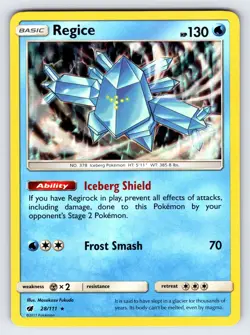 Regice 28/111 2017 Crimson Invasion Pokemon Card TCG Nintendo Holo Rare - Nm/Vlp - Image 1