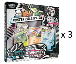 3x Black Bolt White Flare Pokemon Poster Collection - Image 1