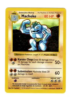 Lotto carte Pokemon MACHOKE 34/102 Shadowless Base Set English NM 1999 WOTC - Image 1