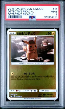 Pokemon Card Detective Pikachu 014/024 Reverse Holo Foil PSA 9 MINT - Image 1