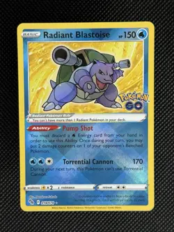 Pokemon TCG Radiant Blastoise Radiant Rare Holo Card 018/078 Pokemon GO - Image 1