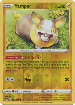 YAMPER 052/163 BATTLE STYLES POKEMON (REVERSE HOLO, NM) - Image 1