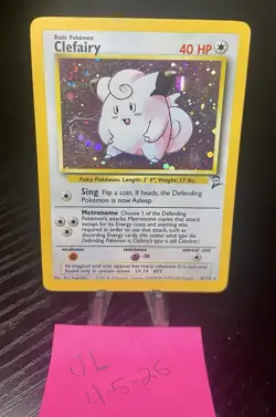 Pokemon TCG Clefairy Holo 6/130 Base Set 2 Unlimited Rare WOTC Vintage - Image 1