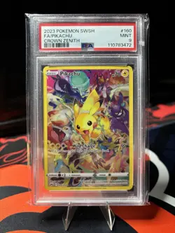 2023 POKEMON SWORD & SHIELD CROWN ZENITH #160 FULL ART/PIKACHU PSA 9 - Image 1