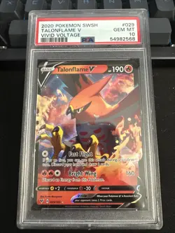 2020 Pokemon SWSH Vivid Voltage Talonflame V #029 PSA 10 - Image 1