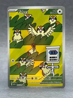 Pokemon - 207/197 Pidgey SV03 Obsidian Flames Illustration Rare Full Art Holo NM - Image 1