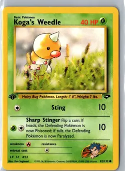 KOGA'S WEEDLE 82/132 COMMON GYM CHALLENGE POKEMON LP 1st Edition - Image 1