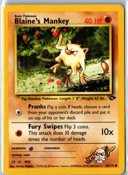 BLAINE'S MANKEY 63/132 COMMON GYM CHALLENGE POKEMON MP - Image 1