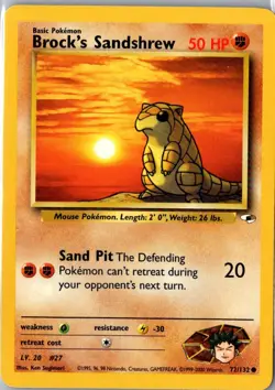 BROCK'S SANDSHREW 72/132 COMMON GYM HEROES POKEMON MP - Image 1