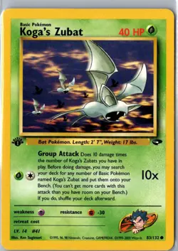 KOGA'S ZUBAT 83/132 COMMON GYM CHALLENGE POKEMON MP - Image 1