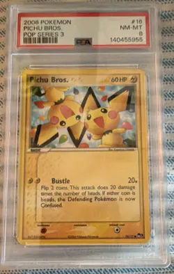 POP Series 3 Pichu Bros. 016/017 Regular Common English PSA 8 Pokemon TCG - Image 1