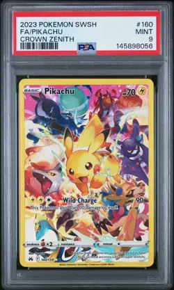 2023 POKEMON SWORD & SHIELD CROWN ZENITH #160 FULL ART/PIKACHU PSA 9 - Image 1
