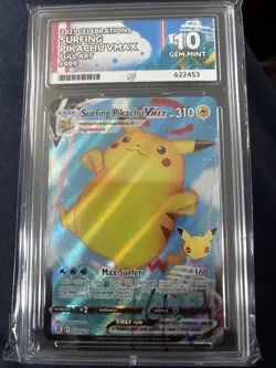 Pokemon TCG Celebrations Surfing Pikachu VMAX Card 009/025 - Ace 10 Gem Mint 💎 - Image 1