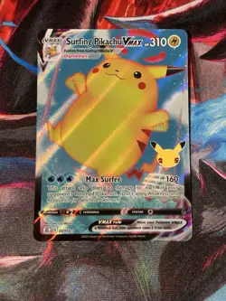 Pokemon TCG Celebrations Surfing Pikachu VMAX Full Art Card 009/025 (NM) - Image 1