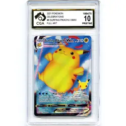 Surfing Pikachu VMAX Graded CGA 10 ⚡🌊💦 009/025 Celebrations Pokemon Card 9 - Image 1