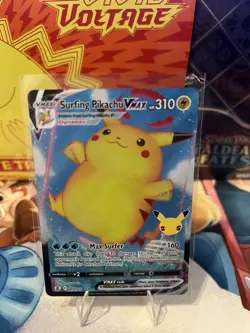 Surfing Pikachu Vmax Celebrations 009/025 Holo Ultra Rare Pokemon Card Full Art - Image 1