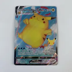 Pokemon TCG Surfing Pikachu VMAX Holo Card 009/025 Celebrations 25th Anniversary - Image 1