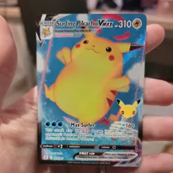 Pokemon TCG Surfing Pikachu VMAX Ultra Rare Card Celebrations 009/025 - Image 1