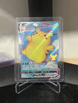 Pokemon Surfing Pikachu VMAX Ultra Rare Full Art Holo Celebrations 009/025 Card - Image 1
