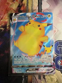 Pokemon TCG Surfing Pikachu VMAX Ultra Rare Card Celebrations 009/025 - Image 1