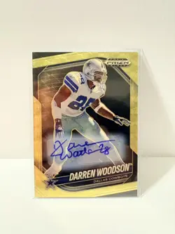 2025 Panini Prizm Black FOTL - DARREN WOODSON - Gold Vinyl Auto 1/5 Cowboys #46 - Image 1