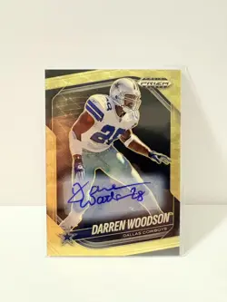 2025 Panini Prizm Black FOTL - DARREN WOODSON - Gold Vinyl Auto 1/5 Cowboys #46 - Image 4